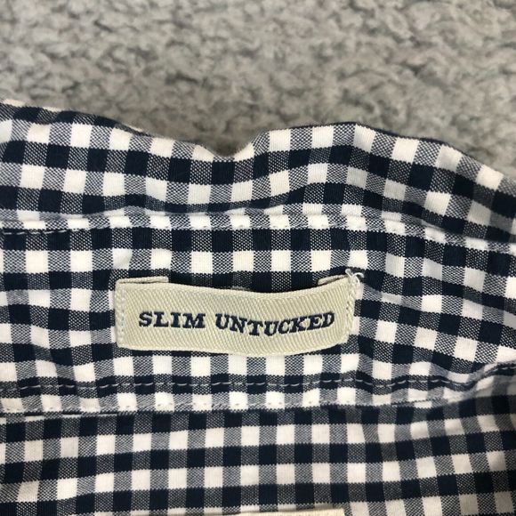 J. Crew Shirt Mens Extra Large Blue White Gingham Oxford Button‎ Up Preppy Slim - Picture 4 of 7